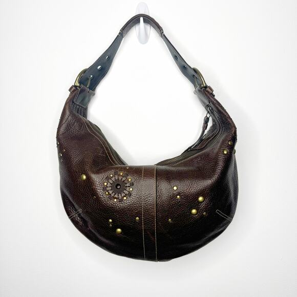 Vintage Coach Mia Brown Leather Hobo Shoulder Bag Style 10062 Studded Rare - Picture 8 of 11